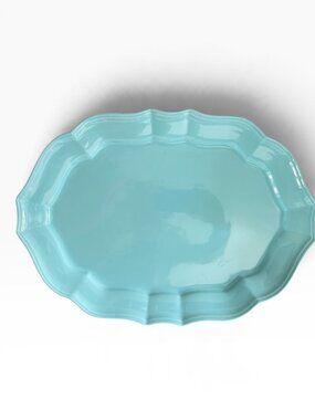 18" Turquoise Oval Ceramic Serving Platter from Artistic Accents - Portugal